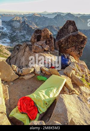 Kletterer auf dem Mount Stuart in Washington Stockfoto