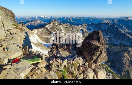 Kletterer auf dem Mount Stuart in Washington Stockfoto