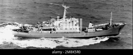 Luftansicht des Schiffes ANTARKTYDA der MoMA-Klasse auf dem Weg in den Pazifik nach einer Überholung in der Ostsee. Land: Indischer Ozean (IOC) Stockfoto