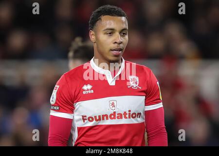 Middlesbrough, Großbritannien. 14. Januar 2023. Cameron Archer #10 von Middlesbrough während des Sky Bet Championship-Spiels Middlesbrough vs Millwall im Riverside Stadium, Middlesbrough, Großbritannien, 14. Januar 2023 (Foto: James Heaton/News Images) in Middlesbrough, Großbritannien, am 1./14. Januar 2023. (Foto: James Heaton/News Images/Sipa USA) Guthaben: SIPA USA/Alamy Live News Stockfoto