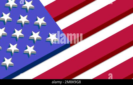 Die Farben sind Teil der Flagge der Vereinigten Staaten von Amerika in 3D dreidimensionalen Grafiken und sorgen für ein Relief. Stockfoto