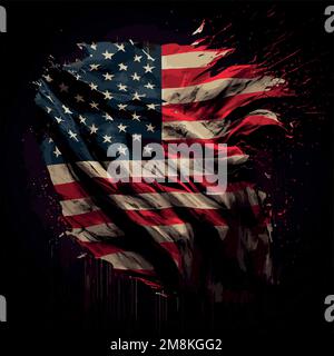 Realistische abstrakte Flagge amerikas, Tag der Unabhängigkeit des Landes, nationale Traditionen - Vektordarstellung Stock Vektor