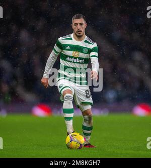 Glasgow, Großbritannien. 14. Januar 2023. 14. Januar 2023; Hampden Park, Glasgow, Schottland: Scottish Viaplay Cup Football Semi Final, Celtic versus Kilmarnock; Josip Juranovic von Celtic Credit: Action Plus Sports Images/Alamy Live News Stockfoto