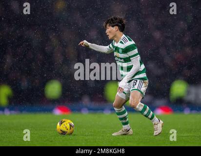 Glasgow, Großbritannien. 14. Januar 2023. 14. Januar 2023; Hampden Park, Glasgow, Schottland: Scottish Viaplay Cup Football Semi Final, Celtic versus Kilmarnock; Kyogo Furuhashi von Celtic Credit: Action Plus Sports Images/Alamy Live News Stockfoto