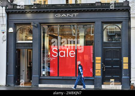 Edinburgh Scotland, Vereinigtes Königreich, 14. Januar 2023. Gant-Laden in der George Street. Live-Nachrichten von sst/alamy Stockfoto