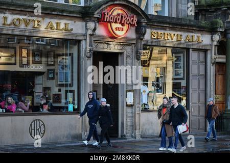 Edinburgh Scotland, Vereinigtes Königreich, 14. Januar 2023. Hard Rock Cafe in der George Street. Live-Nachrichten von sst/alamy Stockfoto