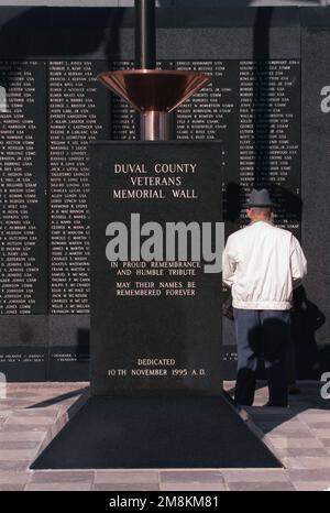 Die Stadt Jacksonville brennt an der Duval County Veterans Memorial Wall eine ewige Flamme zu Ehren ihrer gefallenen Söhne und Töchter. Basis: Jacksonville Bundesstaat: Florida (FL) Land: Vereinigte Staaten von Amerika (USA) Stockfoto