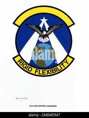 Air Force Organizational Emblem: 317. Air Control Squadron, Air Mobility Command Exact Date Shot unbekannt. Basis: Luftwaffenstützpunkt Maxwell Bundesstaat: Alabama (AL) Land: Vereinigte Staaten von Amerika (USA) Stockfoto