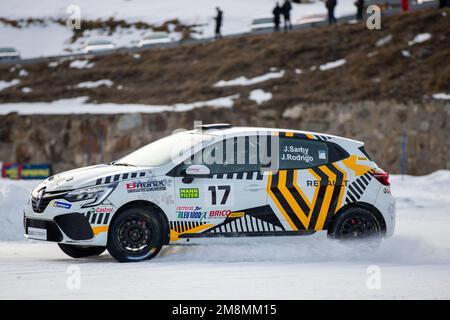 17a Jeremy SARHY (FR) BRUNET WETTBEWERB, Aktion 17B Joaquin RODRIGO (es) BRUNET WETTBEWERB, Aktion während der Clio Ice Trophy 2023 2023 - GSeries G1 auf dem Circuit Andorra - Pas de la Casa, am 14. Januar 2023 in Encamp, Andorra - Bild Damien Doumergue / DPPI Guthaben: DPPI Media/Alamy Live News Stockfoto