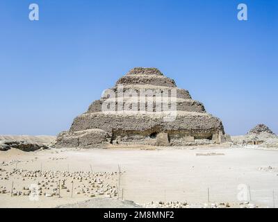 Die antike Pyramide von Sakkara in Kairo. Auch bekannt als die erste Pyramide Ägyptens Stockfoto