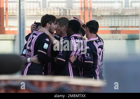 Perugia, Italien. 14. Januar 2023. der palermo fc feiert 3-3 während des Spiels AC Perugia vs Palermo FC, italienischer Fußball der Serie B in Perugia, Italien, Januar 14 2023 Kredit: Independent Photo Agency/Alamy Live News Stockfoto