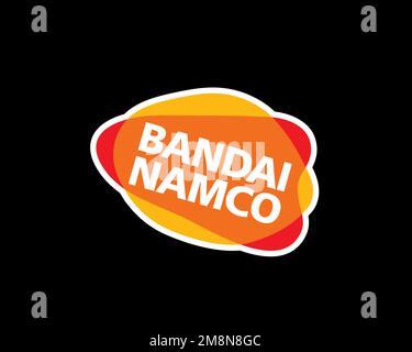 Bandai Namco Entertainment Company, gedrehtes Logo, schwarzer Hintergrund B Stockfoto