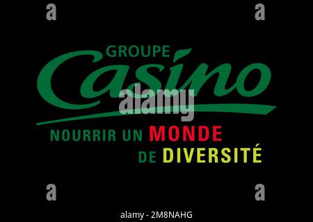 Groupe Casino, Logo, schwarzer Hintergrund Stockfoto