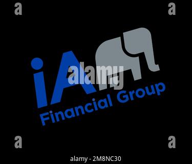 IA Financial Group, gedrehtes Logo, schwarzer Hintergrund Stockfoto