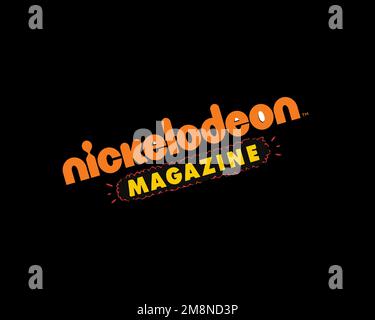 Nickelodeon Magazine, Gedrehtes Logo, Schwarzer Hintergrund Stockfoto