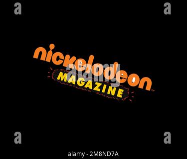 Nickelodeon Magazine, gedrehtes Logo, schwarzer Hintergrund B Stockfoto