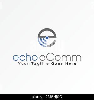 Einfacher Buchstabe oder Wort E ohne serifenfarbene Schrift und WLAN-Signal Router Bild Grafiksymbol Logo Design abstraktes Konzept Vektormaterial. internet oder Initial Stock Vektor