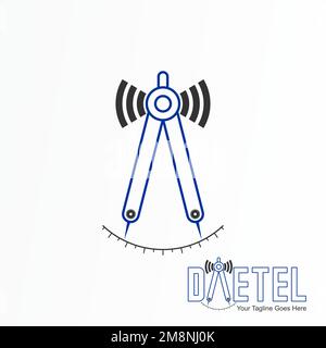 Einzigartiger Messschieber und WLAN-Signal-Router Bildgrafik Symbol Logo Design abstraktes Konzept Vektormaterial. Identität im Zusammenhang mit dem Internet oder der Zeichnung Stock Vektor