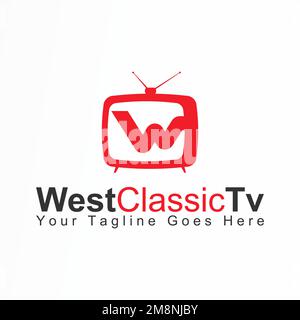 Einfache Buchstaben- oder Wortschrift W und klassisches Fernsehbild Grafiksymbol Logo Design abstraktes Konzept Vektormaterial im Zusammenhang mit Rundfunk oder Film Stock Vektor