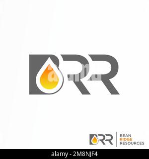 Word BRR ohne serifenfarbene Schriftart und grafisches Symbol für Gas oder Wasser Logo Design abstraktes Konzept Vektorbestand-ID in Bezug auf Energie oder Initialen Stock Vektor