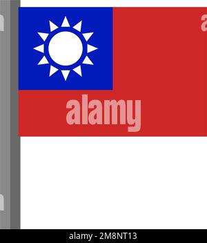 Taiwanesische Flagge und Pole. Bearbeitbarer Vektor. Stock Vektor