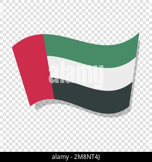 Die Flagge der Vereinigten Arabischen Emirate winkt im Wind. Bearbeitbarer Vektor. Stock Vektor