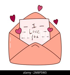 Handgezeichneter Liebesbrief zum Valentinstag. Designelemente für Poster, Grußkarten, Banner und Einladungen. Stock Vektor