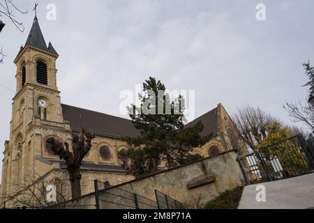 Lokales Wahrzeichen, römisch-katholische Kirche Notre-Dame de l'Assumption. Stockfoto