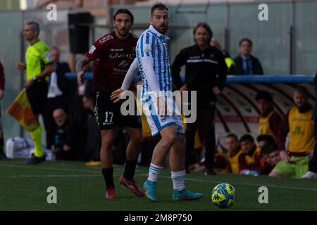 Reggio Calabria, Italien. 14. Januar 2023. Andrea La Mantia Spal drehte während Reggina 1914 gegen SPAL, italienisches Fußballspiel Serie B in Reggio Calabria, Italien, Januar 14 2023 Kredit: Independent Photo Agency/Alamy Live News Stockfoto