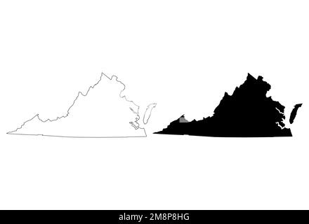Virginia-Kartenform, vereinigte Staaten von amerika. Vektordarstellung für Symbole mit flachem Konzept. Stock Vektor