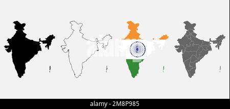 Kartengrafik Indien, Symbol Reiseregion, Land indianeratlas Region, Vektorgrafik . Stock Vektor
