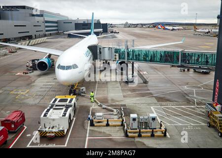 Flughafen Manchester Aer Lingus Airbus A330-300named St Patrick Stockfoto