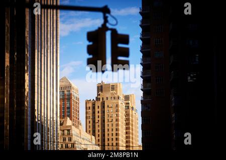 New York City Manhattan 15 Central Park West und Century Apartments am Broadway mit Blick auf den Central Park Stockfoto