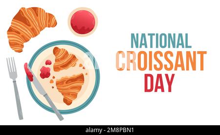 National Croissant Day Schild und Abzeichen Vektor Illustration Weihnachtsposter, Banner Stock Vektor