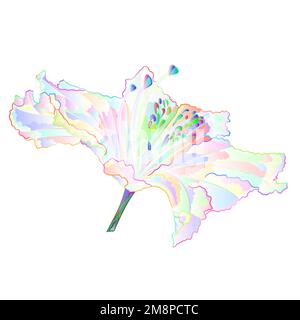 Mehrfarbige Rhododendron helle Blume Gebirgsstrauch auf weißem Hintergrund Vintage Illustration editierbare Handzeichnung Stock Vektor