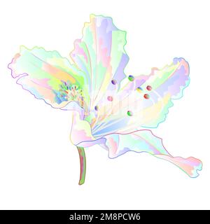 Farbenfrohe Rhododendron helle Blume Gebirgsstrauch auf weißem Hintergrund Vintage Illustration editierbare Handzeichnung Stock Vektor