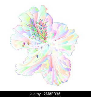 Rhododendron bunte helle Blüten Gebirgsstrauch auf weißem Hintergrund Vintage Illustration editierbare Handzeichnung Stock Vektor