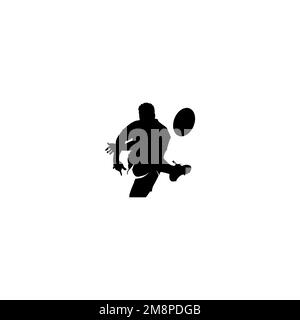 Rugby-Spieler-Symbol für Männer. Hintergrundsymbol für ein einfaches Rugbyturnier. Mann Rugby-Spieler Logo-Designelement. Mann-Rugbyspieler Stock Vektor