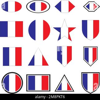 französisches Flaggen-Logo mit Vektor-Teplate Stock Vektor