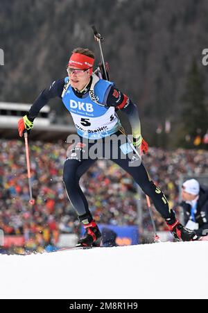 Ruhpolding, Deutschland. 15. Januar 2023. Biathlon, Weltmeisterschaft, 15 Kilometer, Männer. Benedikt Puppe aus Deutschland in Aktion. Kredit: Sven Hoppe/dpa/Alamy Live News Stockfoto