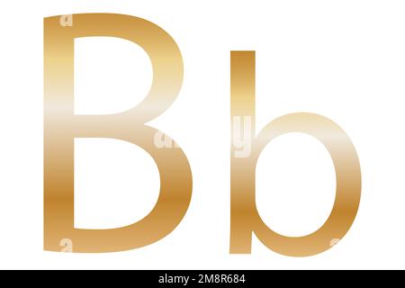 Buchstabe B. Goldene Farbe mit einem Verlauf. Klassische Schriftart. Isoliert auf weißem Hintergrund. Stockfoto
