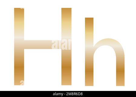 Buchstabe H. Goldene Farbe mit einem Verlauf. Klassische Schriftart. Isoliert auf weißem Hintergrund. Stockfoto