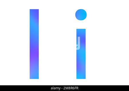 Brief I.. Blaue Farbe mit Verlauf. Klassische Schriftart. Isoliert auf weißem Hintergrund. Stockfoto