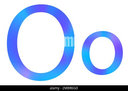 Buchstabe O. Blaue Farbe mit Verlauf. Klassische Schriftart. Isoliert auf weißem Hintergrund. Stockfoto