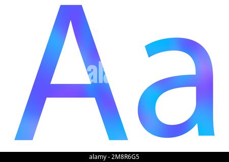 Buchstabe A. Blaue Farbe mit Verlauf. Klassische Schriftart. Isoliert auf weißem Hintergrund. Stockfoto