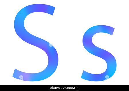 Buchstabe S. Blau mit Verlauf. Klassische Schriftart. Isoliert auf weißem Hintergrund. Stockfoto