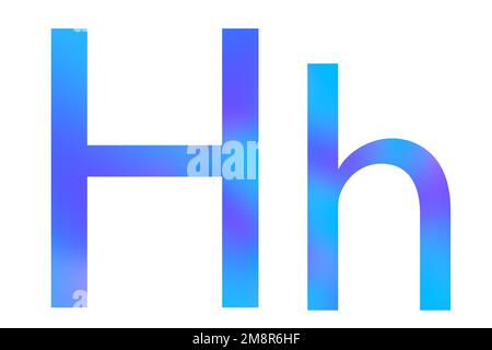 Buchstabe H. Blaue Farbe mit Verlauf. Klassische Schriftart. Isoliert auf weißem Hintergrund. Stockfoto