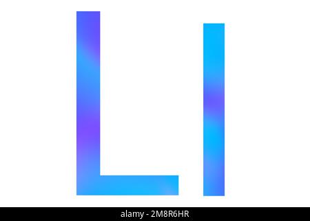 Buchstabe L. Blaue Farbe mit Verlauf. Klassische Schriftart. Isoliert auf weißem Hintergrund. Stockfoto
