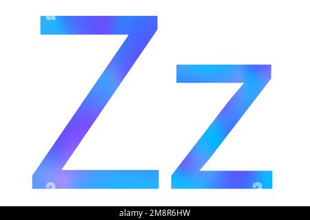 Buchstabe z. Blaue Farbe mit Verlauf. Klassische Schriftart. Isoliert auf weißem Hintergrund. Stockfoto