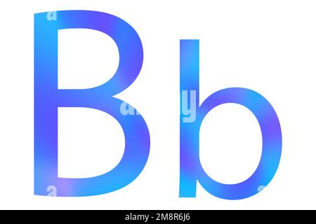 Buchstabe B. Blaue Farbe mit Verlauf. Klassische Schriftart. Isoliert auf weißem Hintergrund. Stockfoto